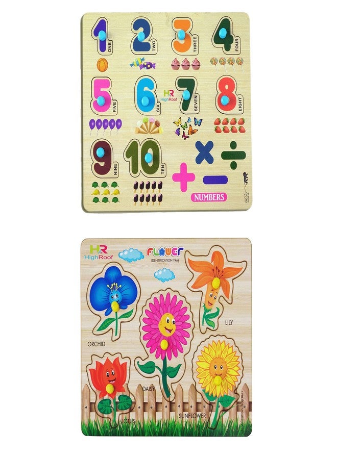 HIGHROOF® Kids Fort Pre Nursery Educational Jigsaw Puzzles for Adults Kids Learning Toys Kit Board Game 2 pcs Set of Numbers & Sunflower Educational Toy - Image 1